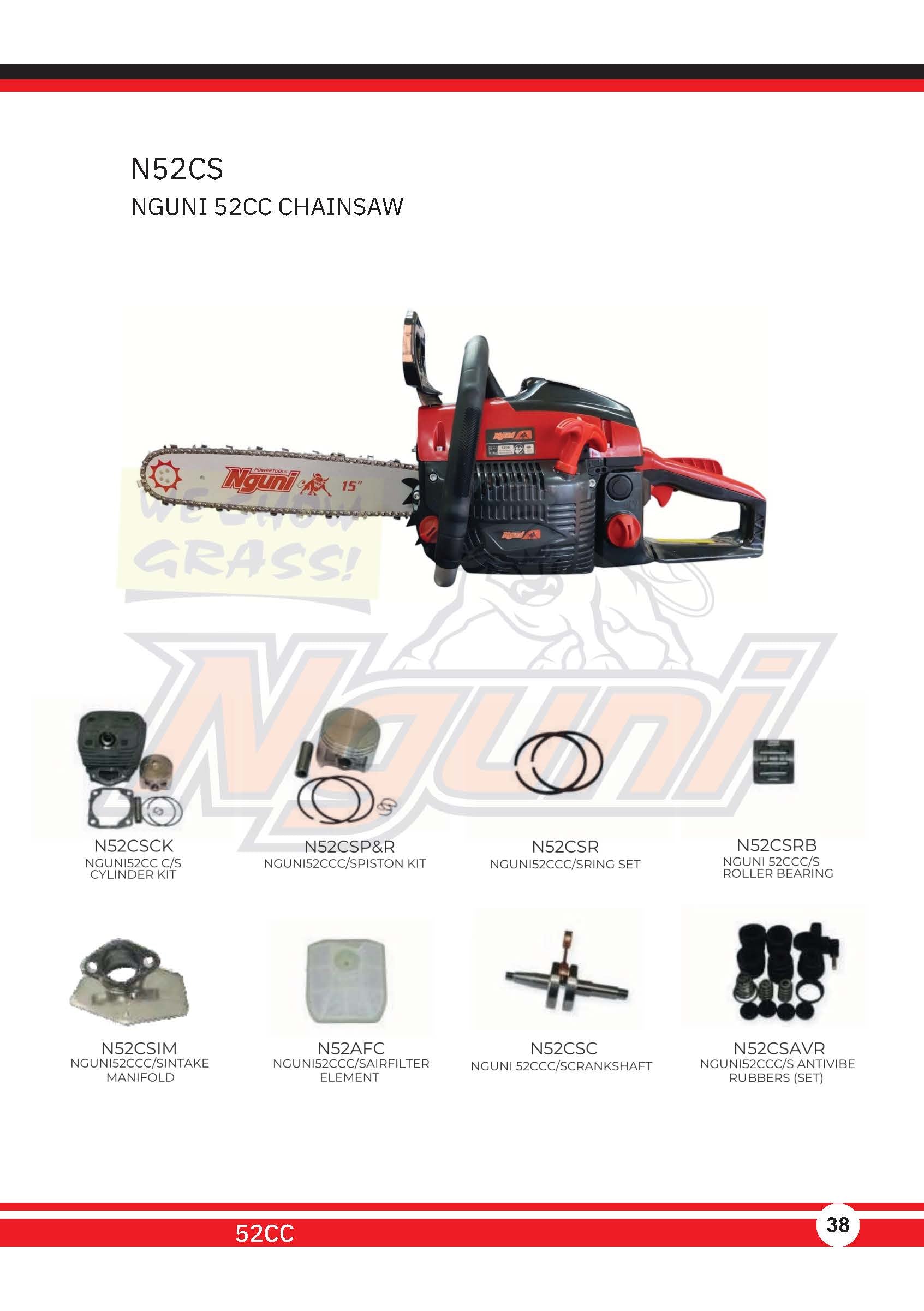 Nguni Chainsaw – 52CC C/S Antivibe Rubbers
