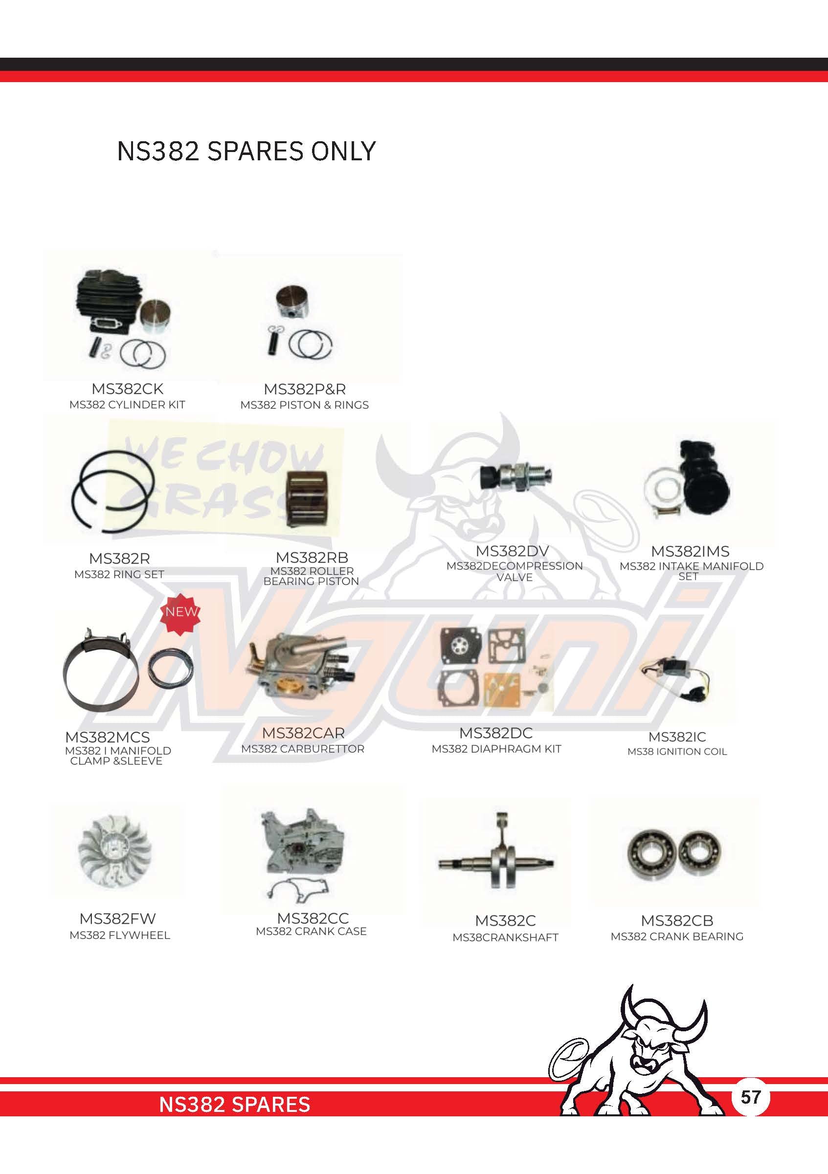 Nguni Chainsaw – MS382 Roller Bearing Piston