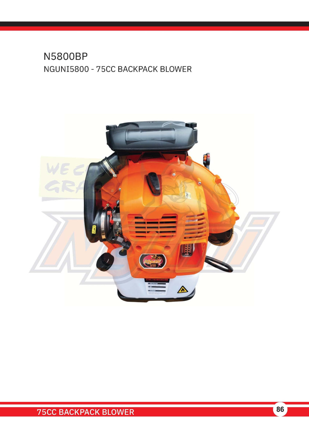 N5800BP – Nguni Backpack Blower 58cc