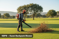 Kasei KBPB backpack blower operator clearing leaves on a golf course in South Africa